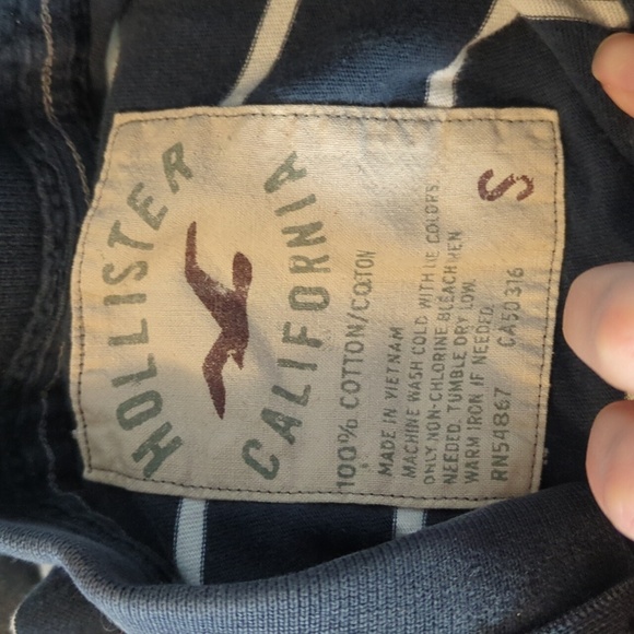 Hollister Navy Striped Cotton Polo - Picture 3 of 3